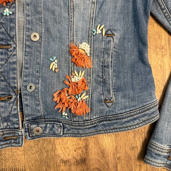 Pilcro and the Letterpress Anthropologie Embellished Denim Jean Jacket Size XL - Picture 4 of 12